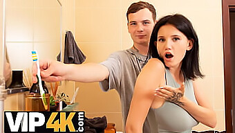 A typical day turned into a taboo encounter as a man indulges in his step sister's oral skills in the bathroom